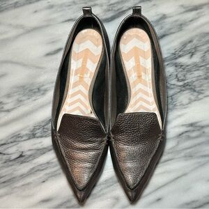 Nicholas Kirkwood Beya Gunmetal Pointy Toe Loafers Size: 12